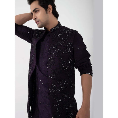 SMRITI Purple Embroidered Nehru Jacket