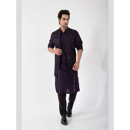 SMRITI Purple Kurta with Pant and Nehru Jacket