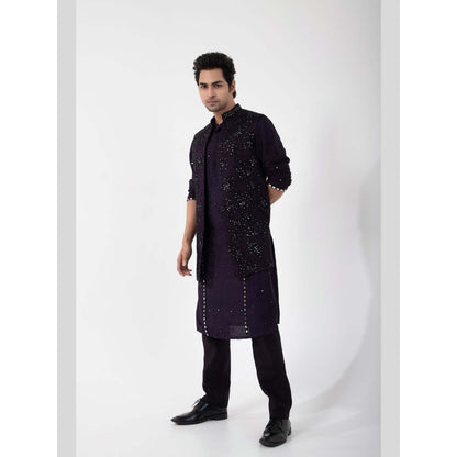 SMRITI Purple Kurta with Pant and Nehru Jacket