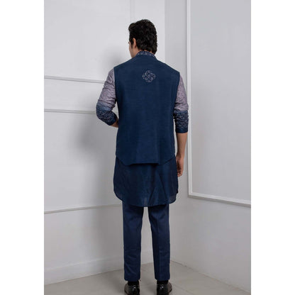 SMRITI Blue Embroider Nehru Jacket