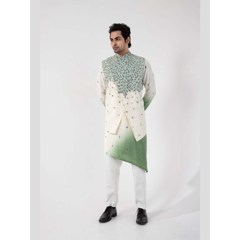SMRITI Ivory Embroidered Nehru Jacket with Kurta and Pant