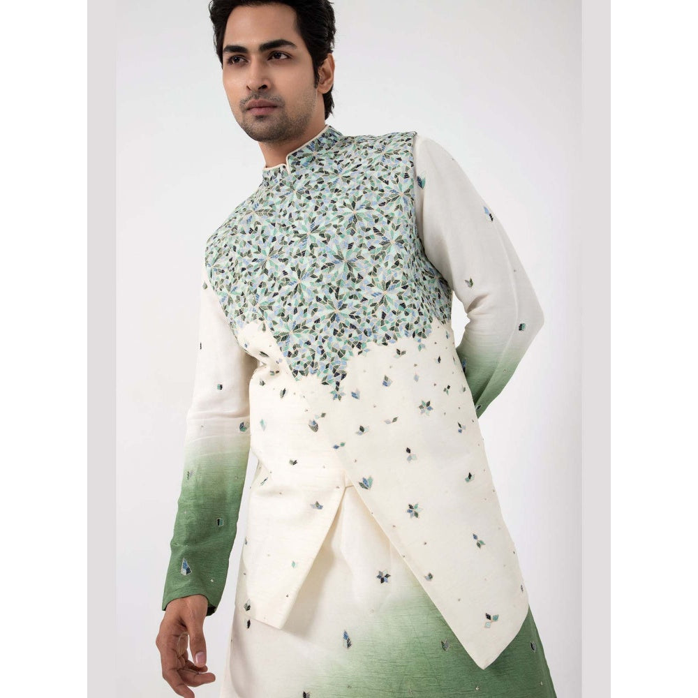 SMRITI Ivory Embroidered Nehru Jacket with Kurta and Pant