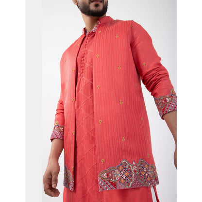 SMRITI Coral Embellished Nehru Jacket