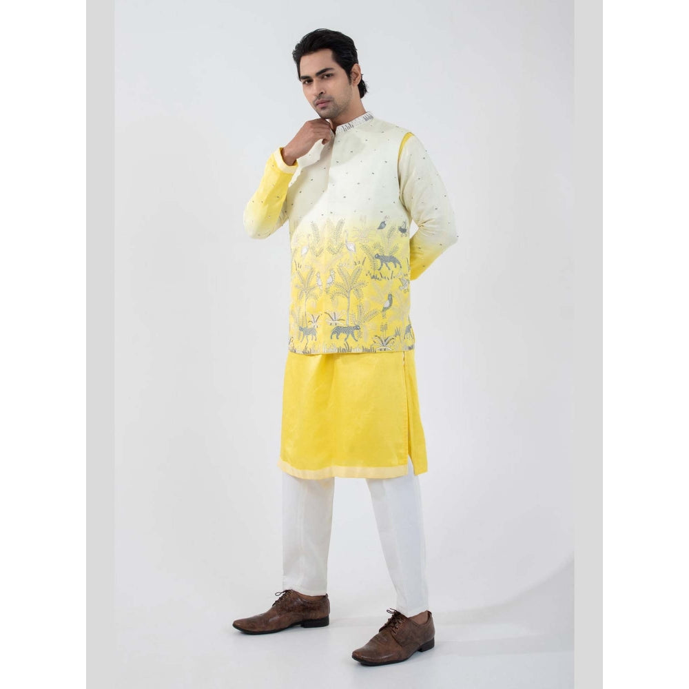 SMRITI Yellow Ombre Kurta with Pant and Nehru Jacket