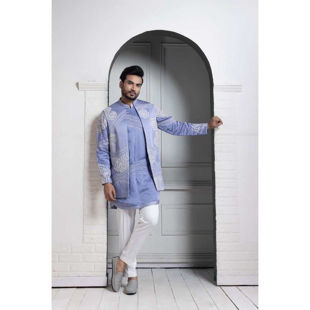 SMRITI Blue Embroider Nehru Jacket