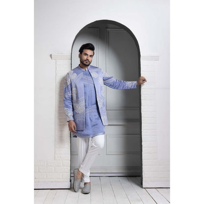 SMRITI Blue Embroider Nehru Jacket