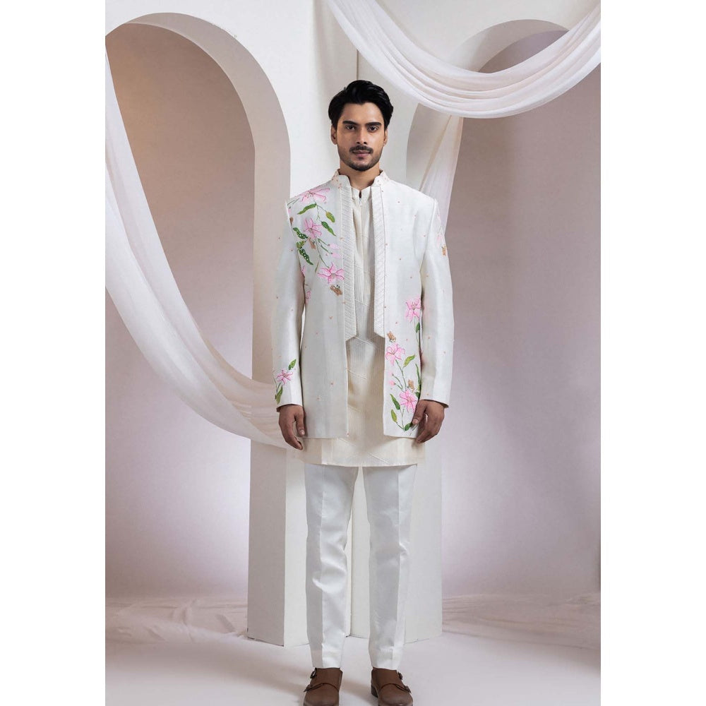 SMRITI Ivory Nehru Jacket And Kurta With Pant