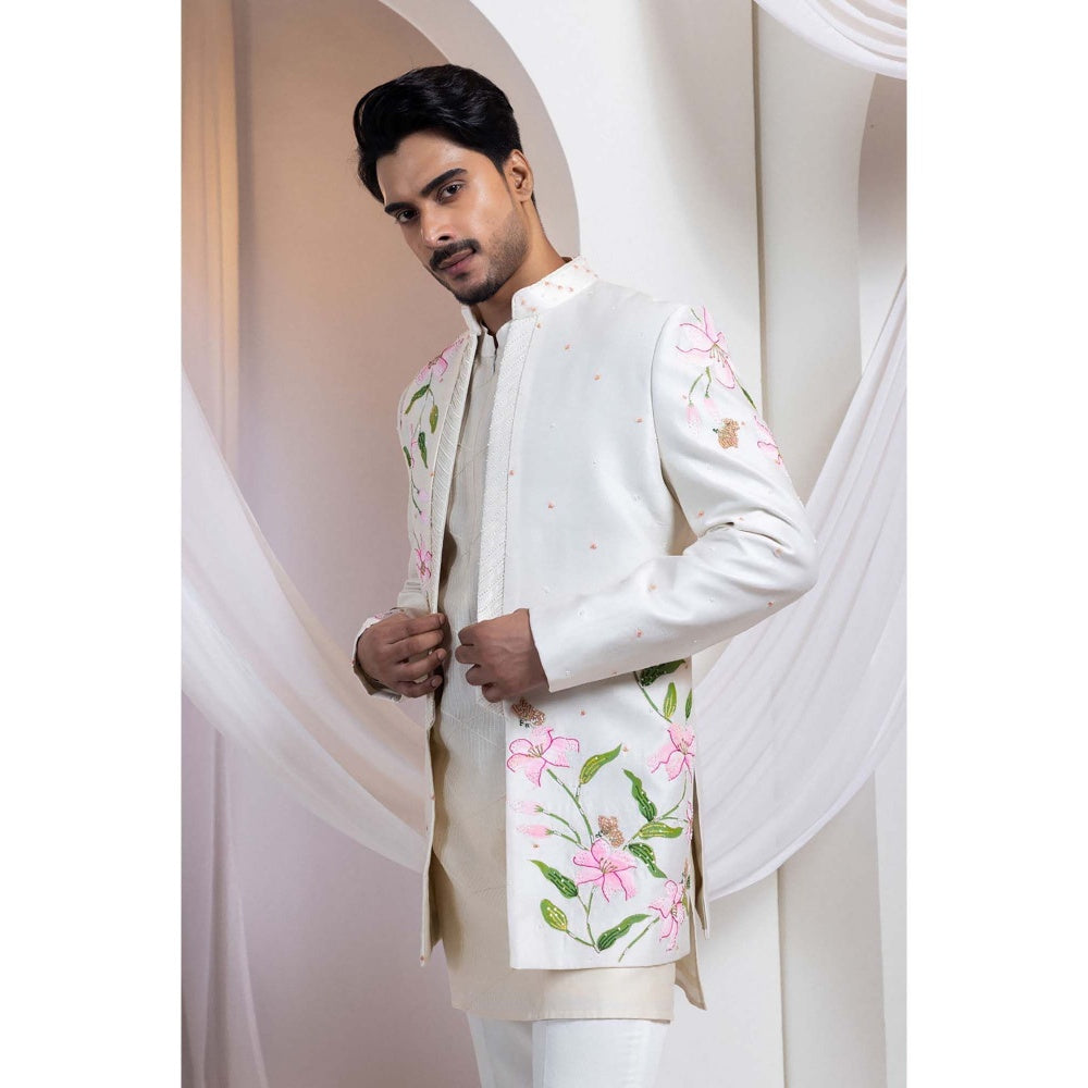 SMRITI Ivory Nehru Jacket And Kurta With Pant
