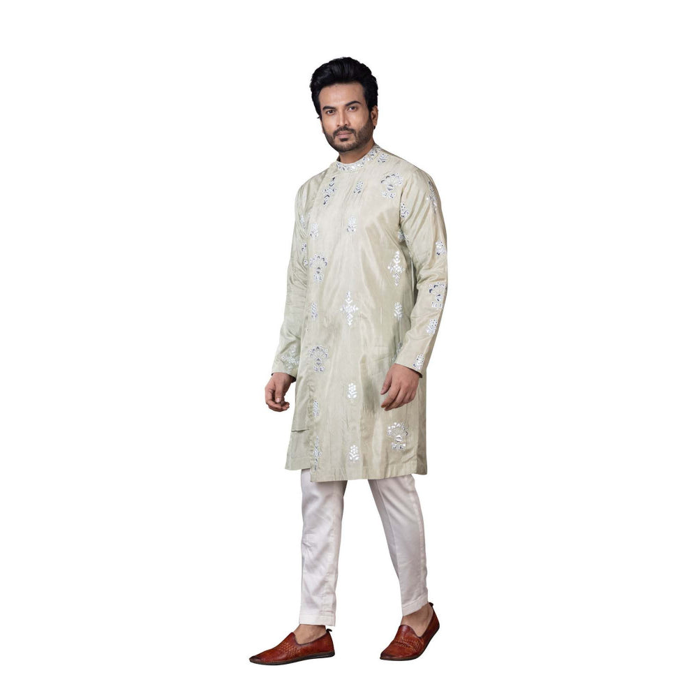 SMRITI Cream Rexine Kurta With Pant