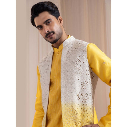 SMRITI Yellow Sunstrike Nehru Jacket With Kurta And Pant