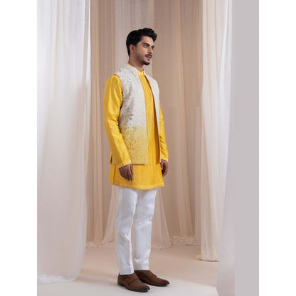 SMRITI Yellow Sunstrike Nehru Jacket With Kurta And Pant
