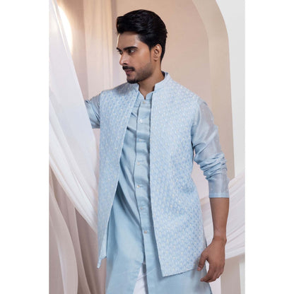 SMRITI Blue Nehru Jacket And Kurta With Pant