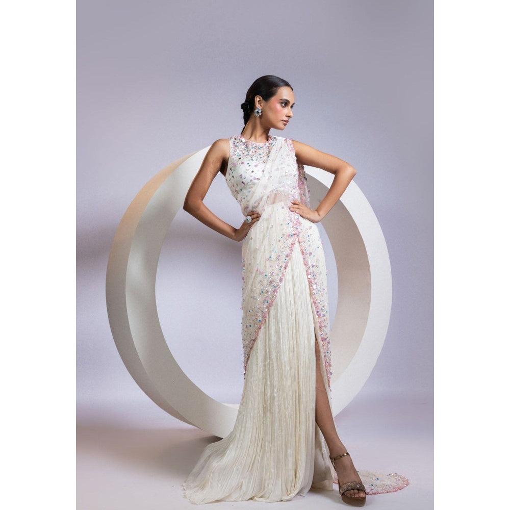 SMRITI Auragem Pre-Draped Saree with Stitched Blouse