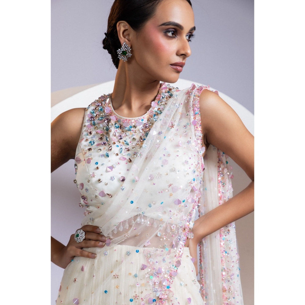 SMRITI Auragem Pre-Draped Saree with Stitched Blouse