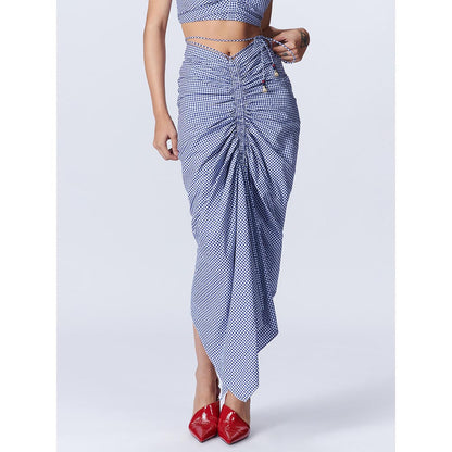 S&N by Shantnu Nikhil Womens Plaid Drape Skirt