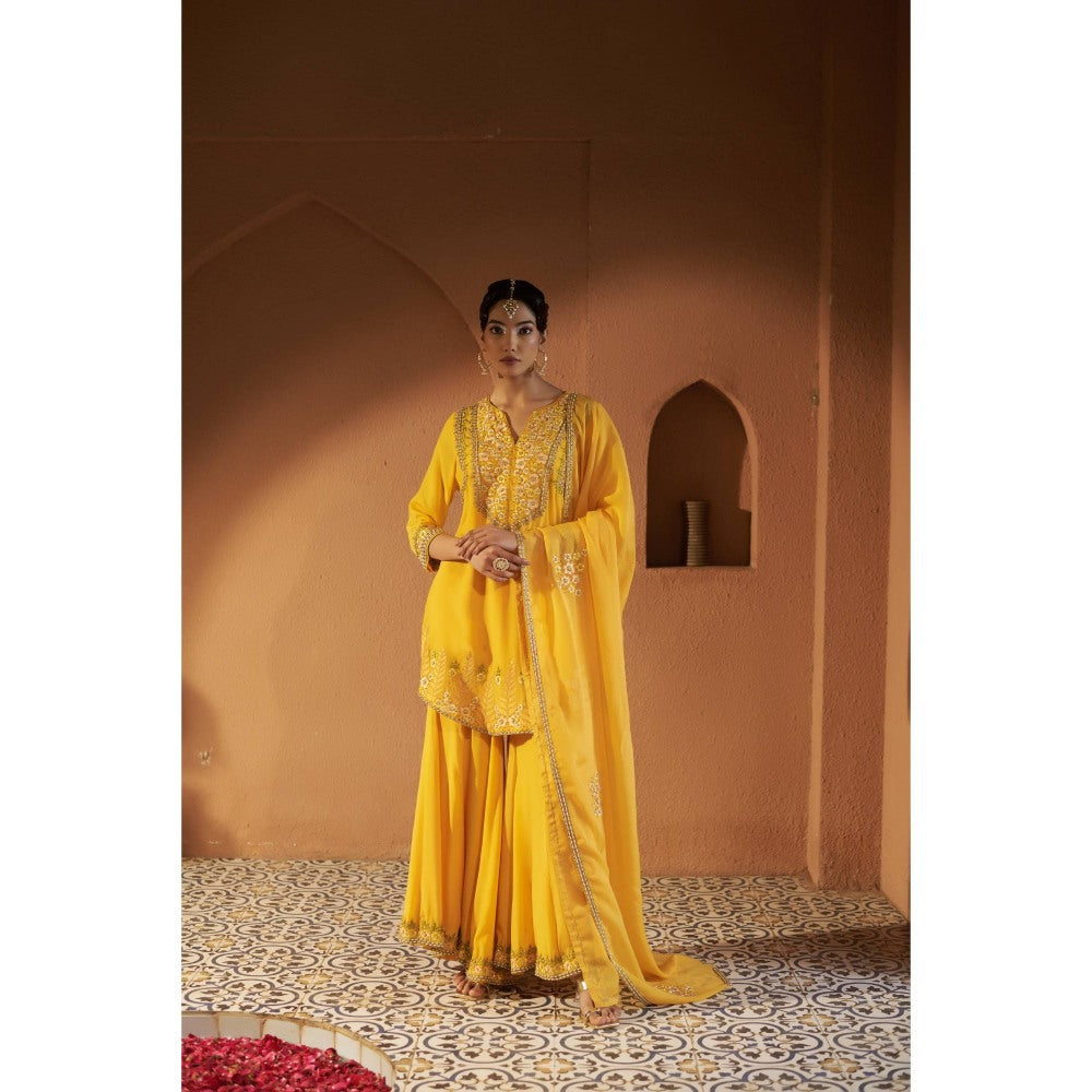 Sonia Khatri Yellow Azalea Sharara with Kurta and Dupatta (Set of 3)