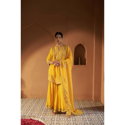 Sonia Khatri Yellow Azalea Sharara with Kurta and Dupatta (Set of 3)