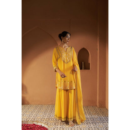 Sonia Khatri Yellow Azalea Sharara with Kurta and Dupatta (Set of 3)