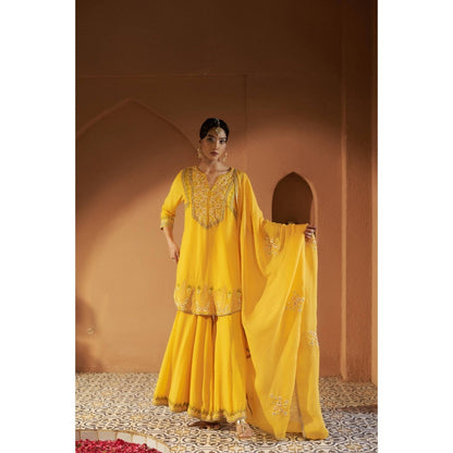Sonia Khatri Yellow Azalea Sharara with Kurta and Dupatta (Set of 3)