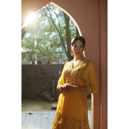 Sonia Khatri Yellow Azalea Sharara with Kurta and Dupatta (Set of 3)