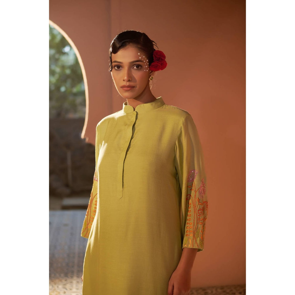 Sonia Khatri Yellow Malmal Kurta with Pant (Set of 2)