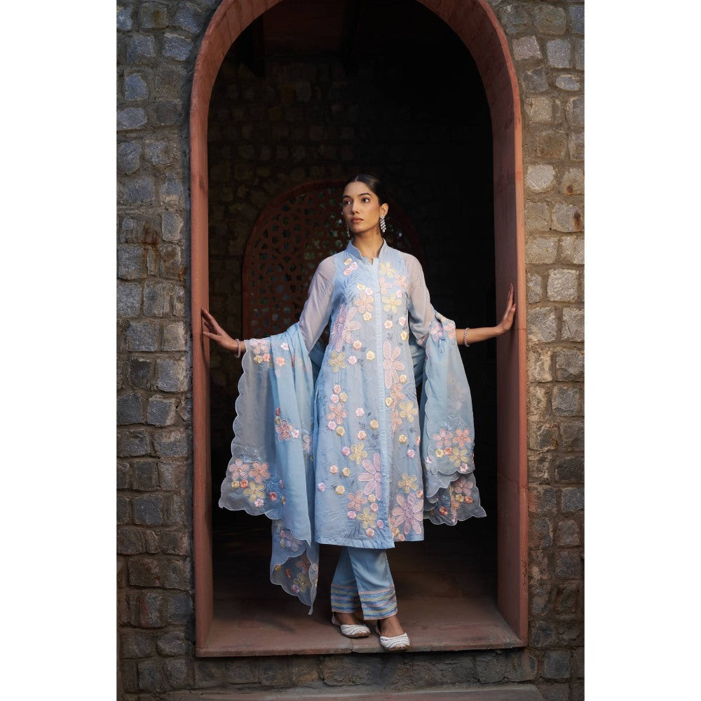 Sonia Khatri Celestial Blue Kurta with Pant and Dupatta (Set of 3)
