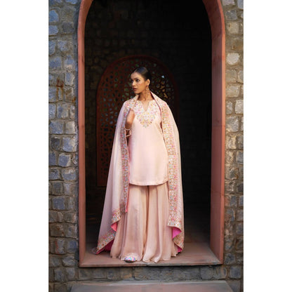 Sonia Khatri Pale Pink Sharara with Kurta and Dupatta (Set of 3)