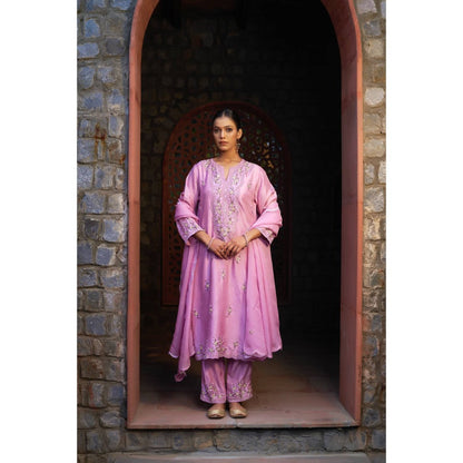 Sonia Khatri Opera Pink Garden Kurta with Pant and Dupatta (Set of 3)