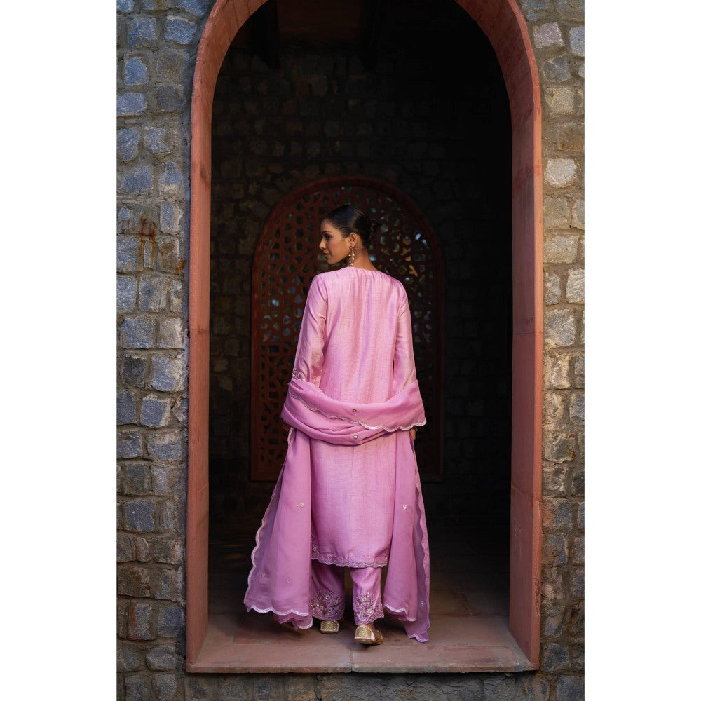 Sonia Khatri Opera Pink Garden Kurta with Pant and Dupatta (Set of 3)