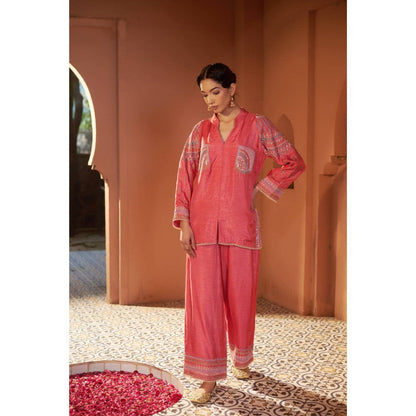 Sonia Khatri Pastel Red Majestic Kurti with Palazzo (Set of 2)