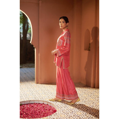 Sonia Khatri Pastel Red Majestic Kurti with Palazzo (Set of 2)
