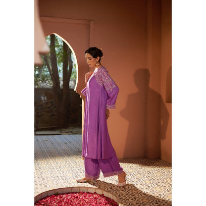 Sonia Khatri Viola Purple Pankhudi Long Kurta with Palazzo (Set of 2)