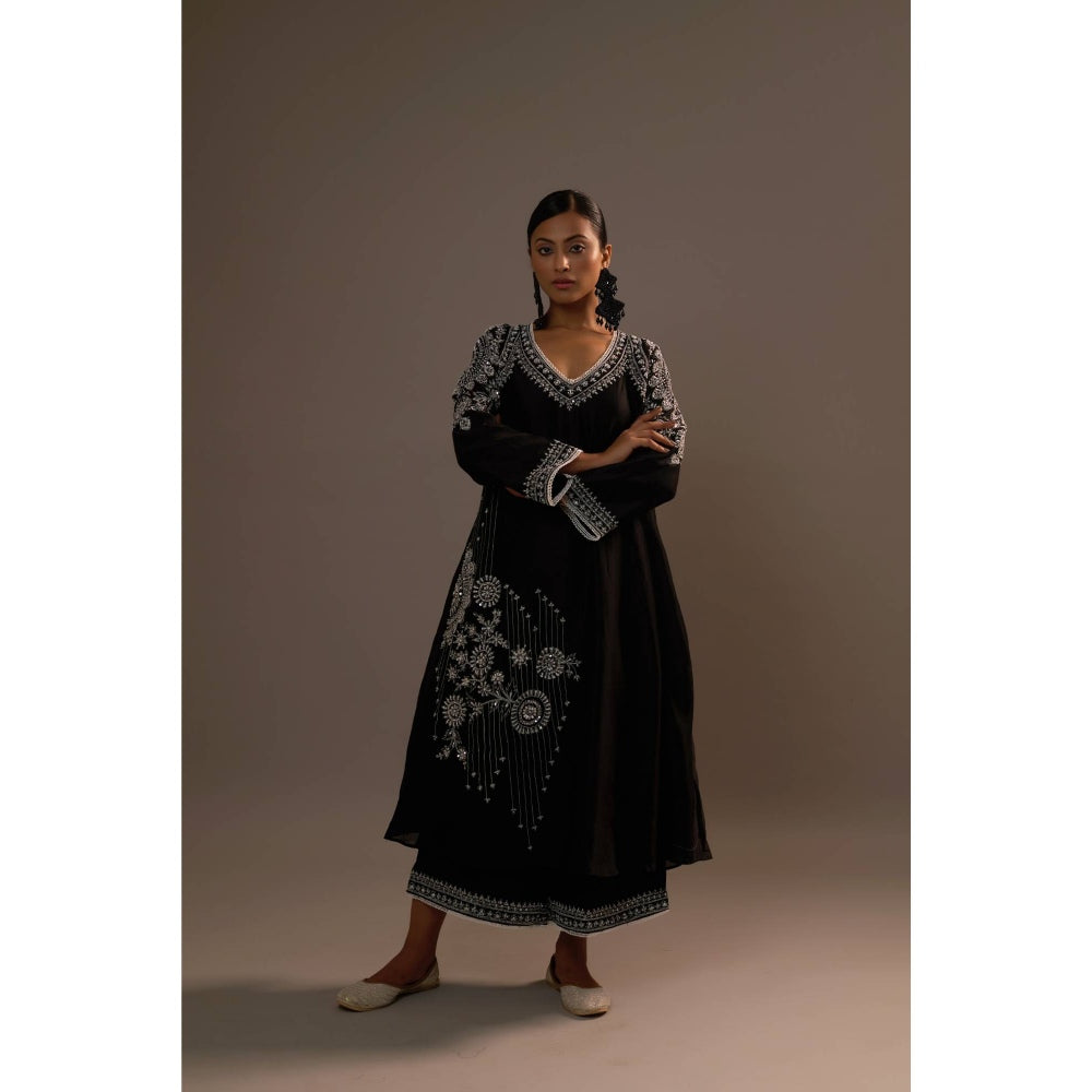 Sonia Khatri Black Pankhudi Long Kurta with Palazzo (Set of 2)