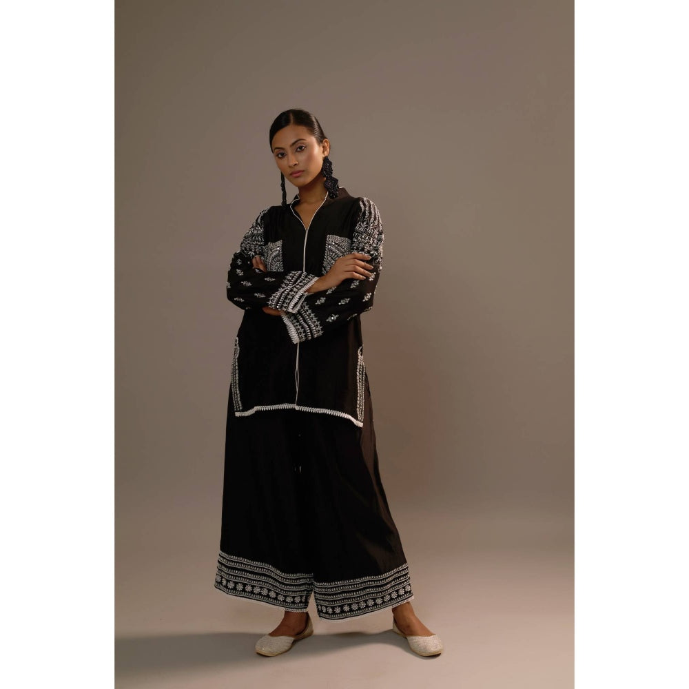 Sonia Khatri Black Majestic Silhouette Surti with Palazzo (Set of 2)
