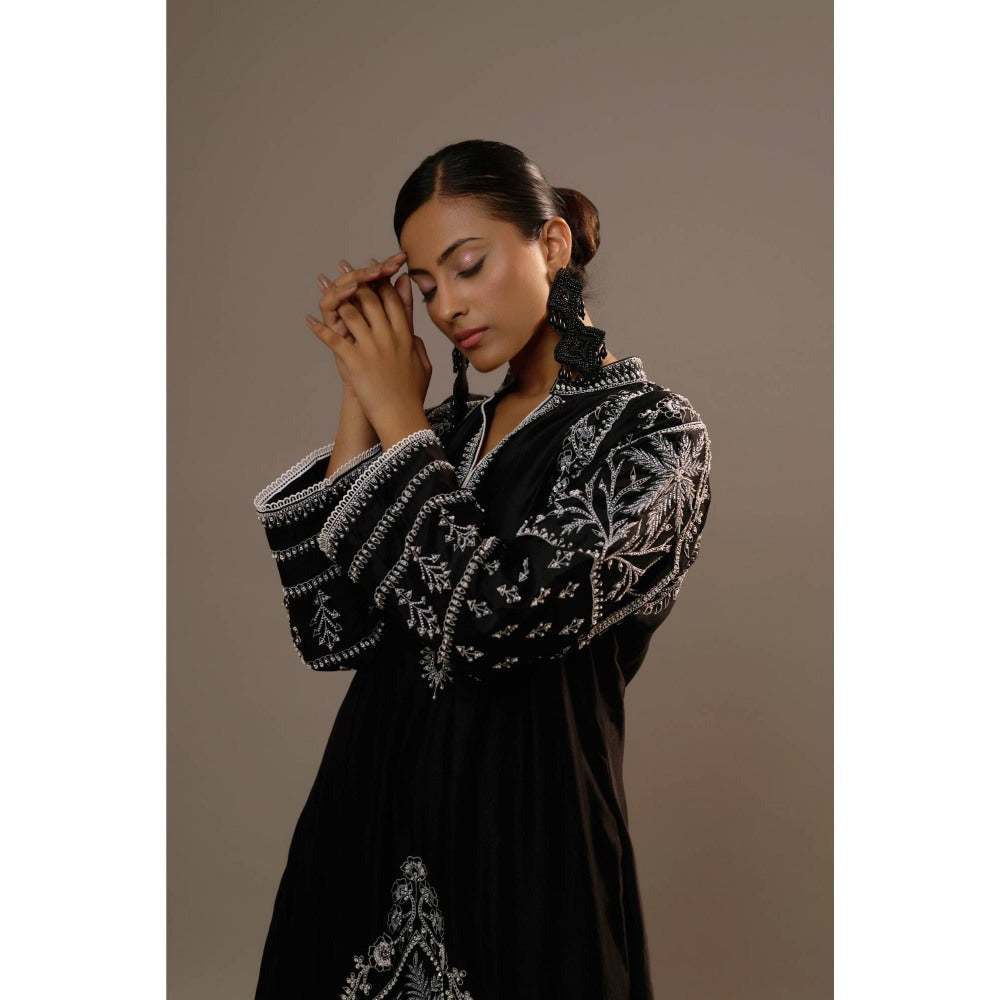 Sonia Khatri Black Surmai Long Kurta with Palazzo (Set of 2)