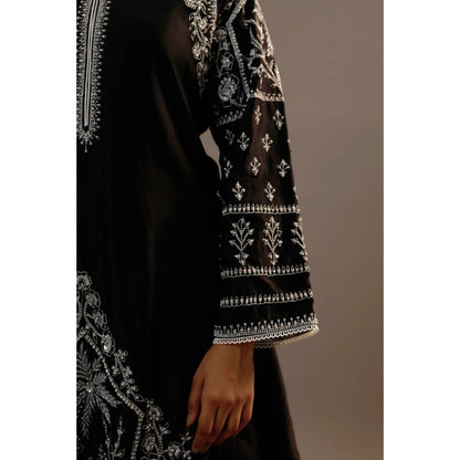Sonia Khatri Black Surmai Long Kurta with Palazzo (Set of 2)