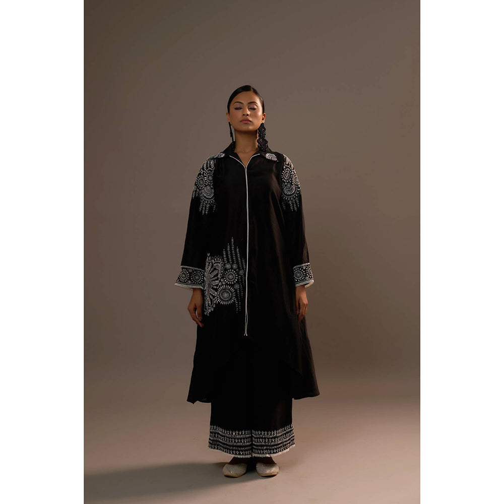 Sonia Khatri Black Alpana Long Kurta with Palazzo (Set of 2)