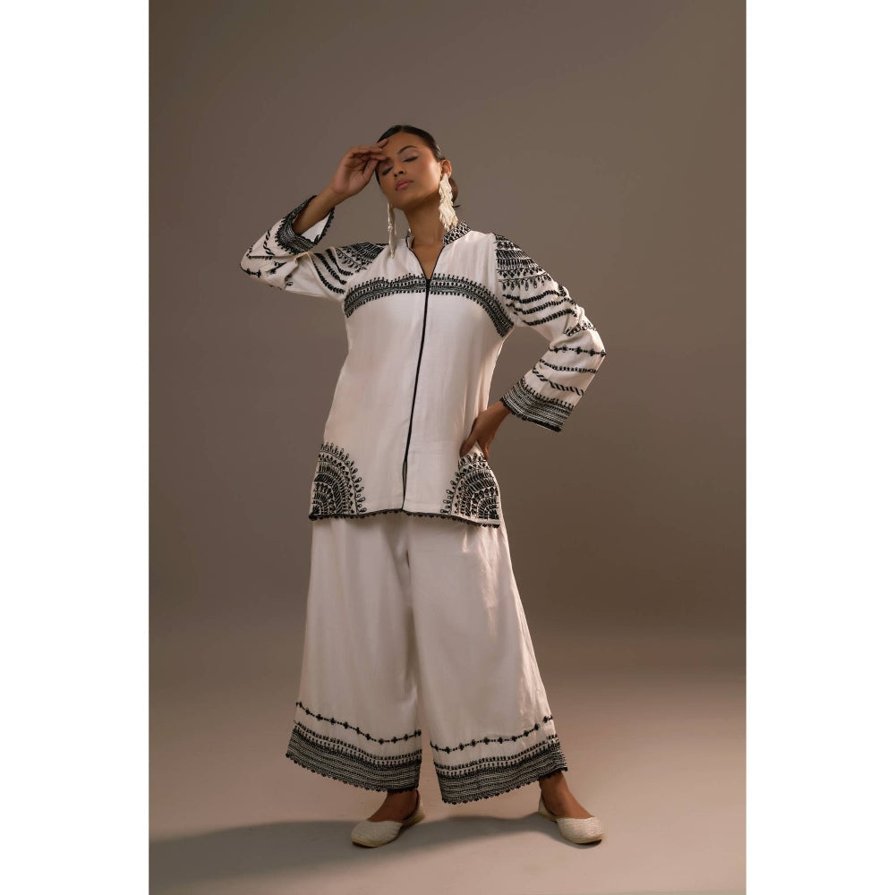 Sonia Khatri White Enchanting Kurti with Palazzo (Set of 2)