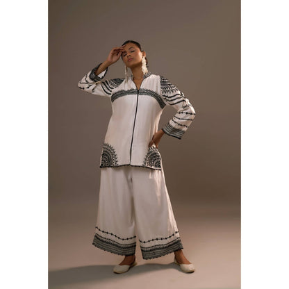Sonia Khatri White Enchanting Kurti with Palazzo (Set of 2)