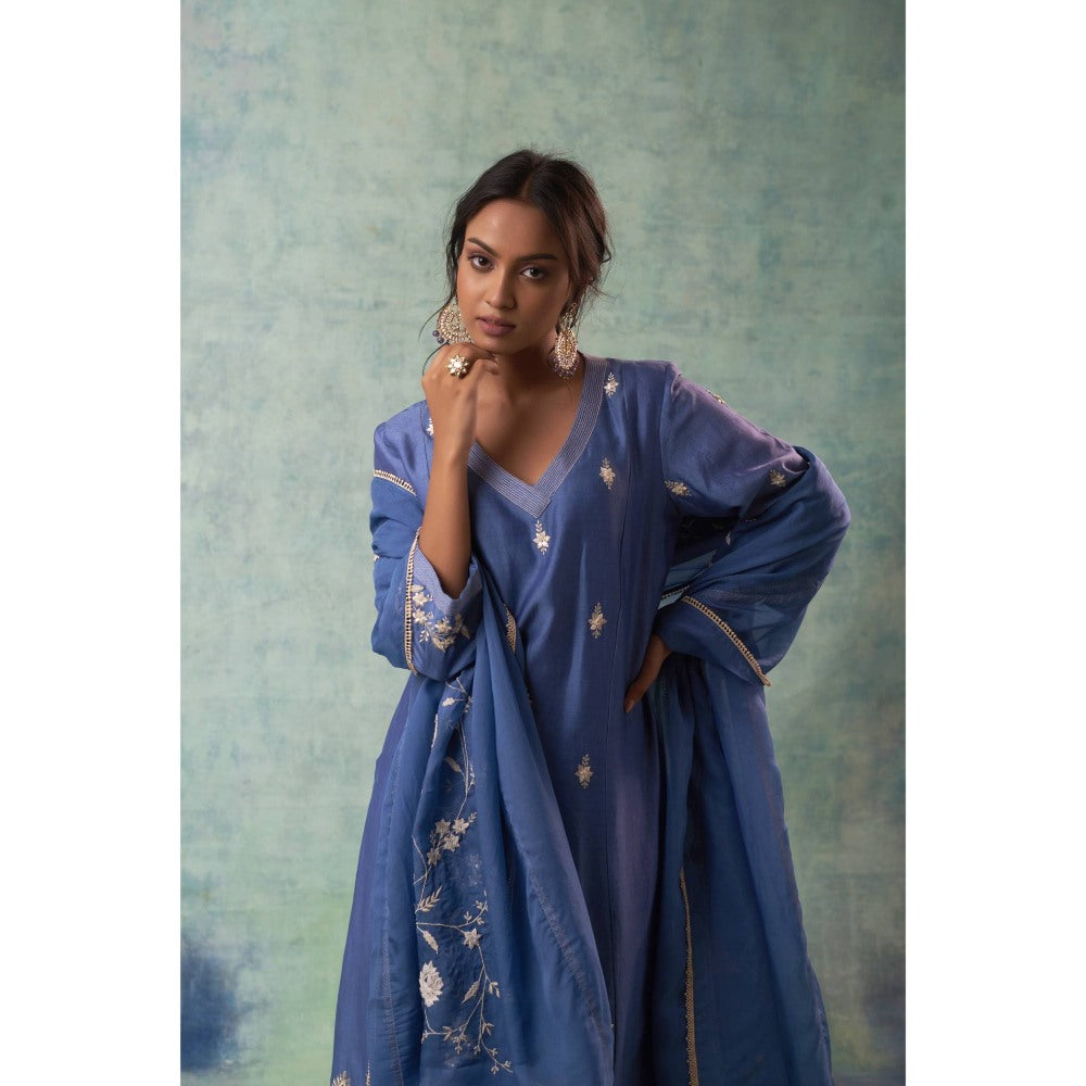 Sonia Khatri Dusky Blue Allure Kurta with Palazzo and Dupatta (Set of 3)