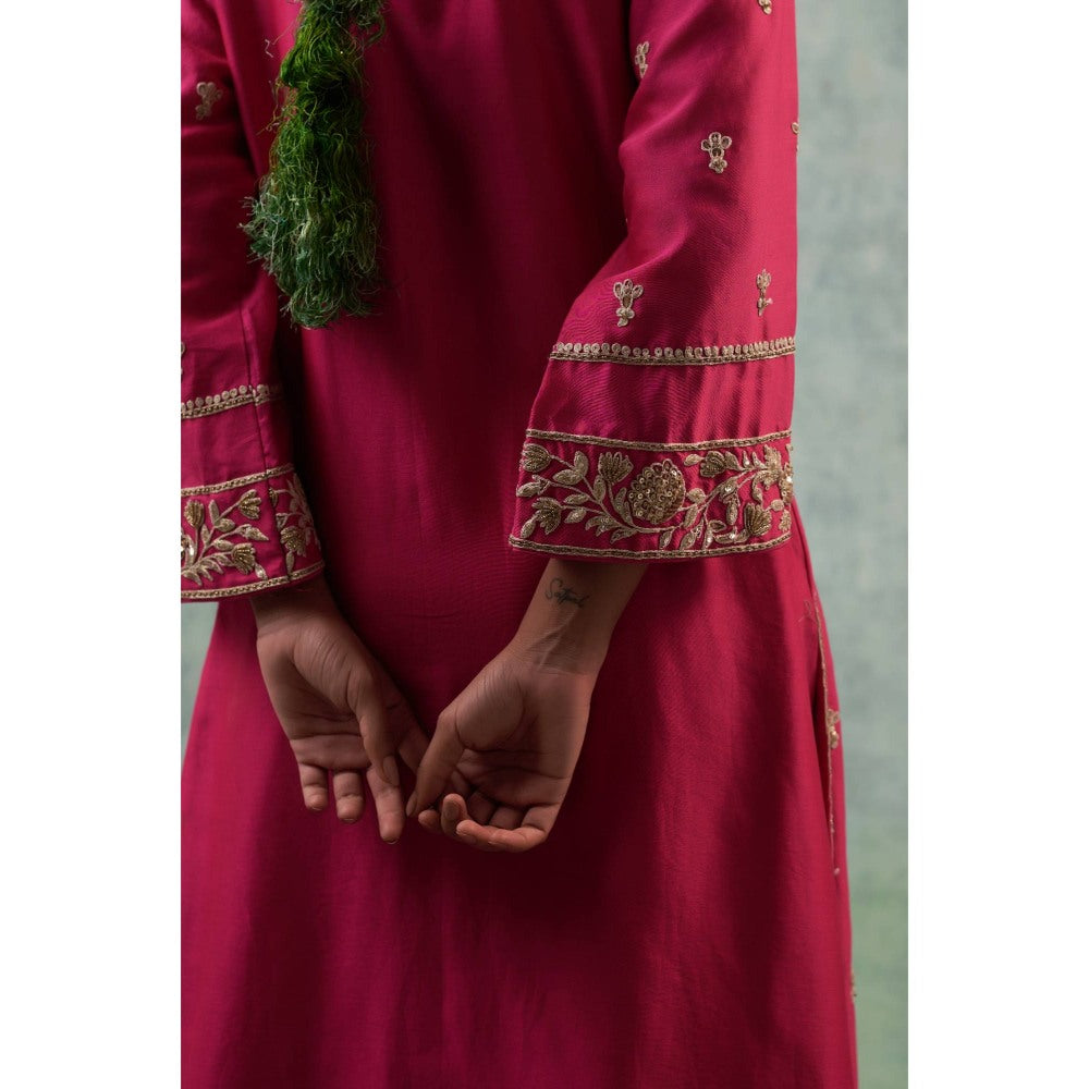 Sonia Khatri Pink French Rose Enamour Kurta with Palazzo and Dupatta (Set of 3)