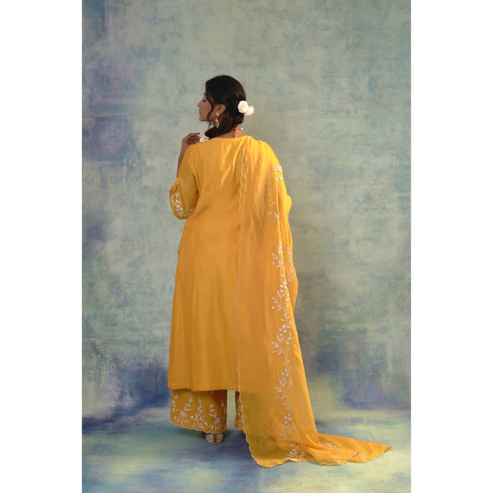 Sonia Khatri Yellow Tulip Tree Radiant Kurta with Palazzo and Dupatta (Set of 3)