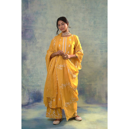 Sonia Khatri Yellow Tulip Tree Radiant Kurta with Palazzo and Dupatta (Set of 3)