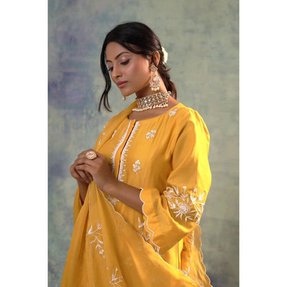 Sonia Khatri Yellow Tulip Tree Radiant Kurta with Palazzo and Dupatta (Set of 3)