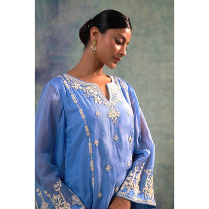 Sonia Khatri Light Steel Blue Long Kurta with Palazzo (Set of 2)