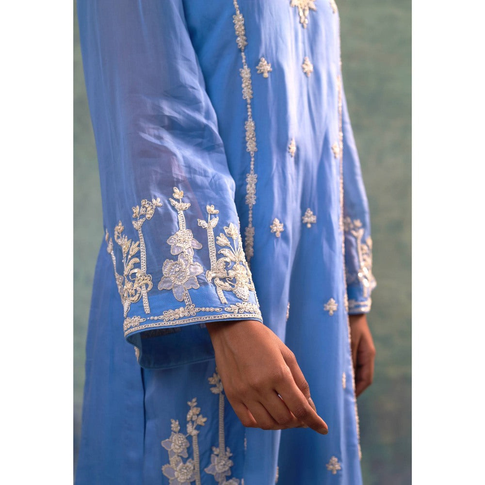 Sonia Khatri Light Steel Blue Long Kurta with Palazzo (Set of 2)