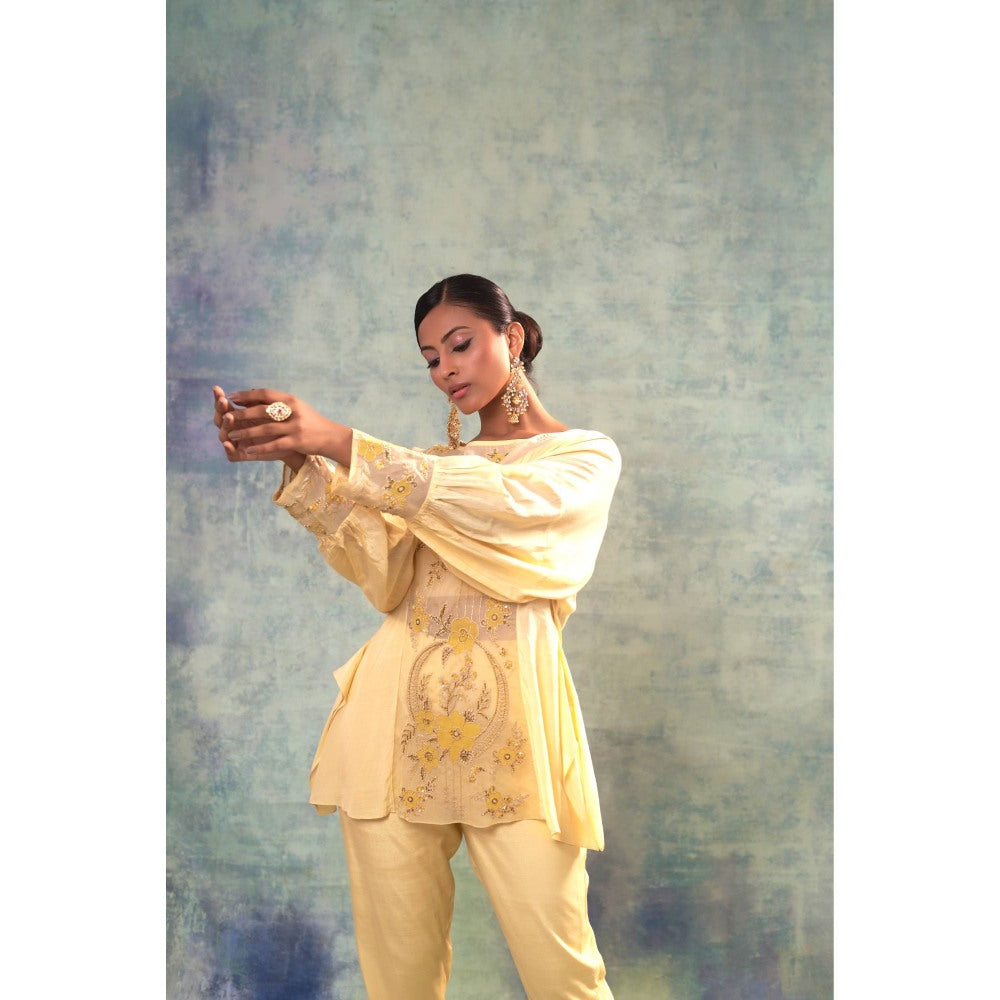 Sonia Khatri Yellow Glow Majestic Top with Inner and Pant (Set of 3)
