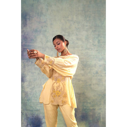 Sonia Khatri Yellow Glow Majestic Top with Inner and Pant (Set of 3)