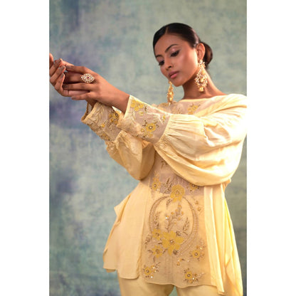 Sonia Khatri Yellow Glow Majestic Top with Inner and Pant (Set of 3)