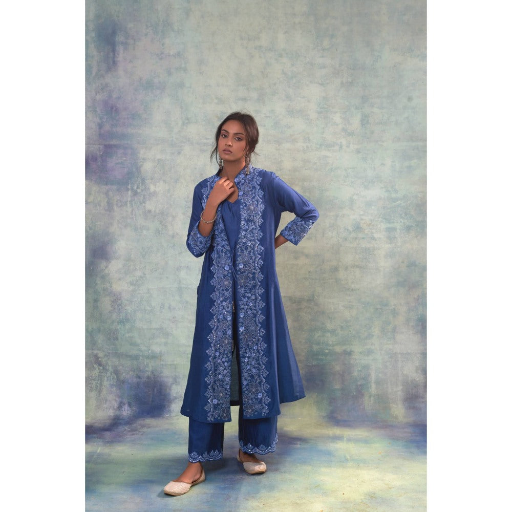 Sonia Khatri Yale Blue Elegance Jacket with Top and Pant (Set of 3)